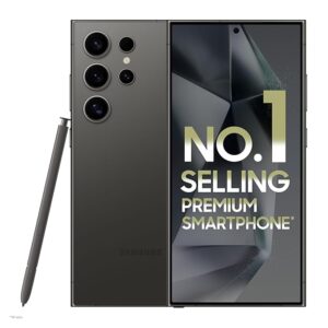 Samsung Galaxy S24 Ultra 5G AI Smartphone (Titanium Black) | 12GB RAM, 256GB Storage | 6.8-inch Dynamic AMOLED 2X | Qualcomm Snapdragon 8 Gen 3 | 200MP + 12MP + 10MP Cameras | 5000mAh Battery | 5G Enabled | One UI 6.0