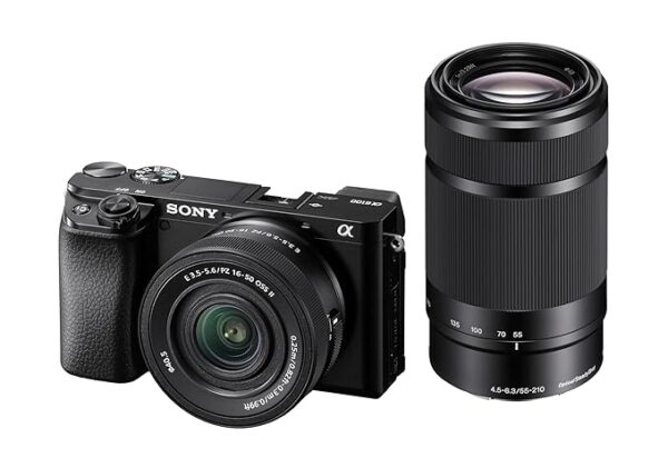 Sony Alpha ILCE-6100X Mirrorless Camera with SELP1650 Ver 2 & SEL55210 Lens | 24.2MP APS-C Sensor | Fast Autofocus | 4K Video | Tiltable LCD Screen – Black