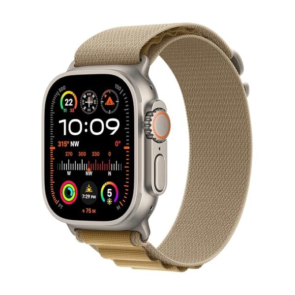 Apple Watch Ultra 2 [GPS + Cellular 49mm] – Natural Titanium Case with Tan Alpine Loop - Large